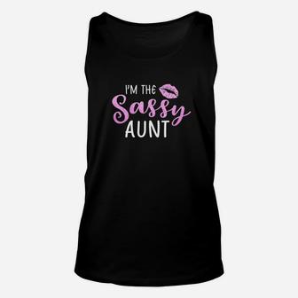 Im The Sassy Aunt Lip Kiss Family For Sister Girl Unisex Tank Top - Seseable