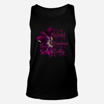 In A World Full Of Grandmas Be A Lolly Funny Flower Quote Unisex Tank Top - Seseable