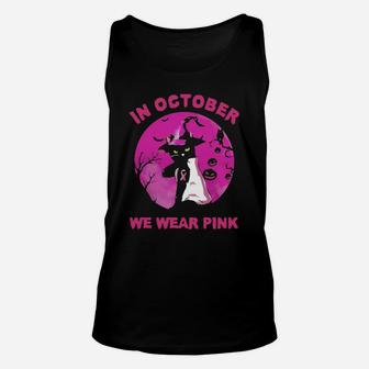 In October We Wear Pink Cat Sunset Halloween Unisex Tank Top - Seseable