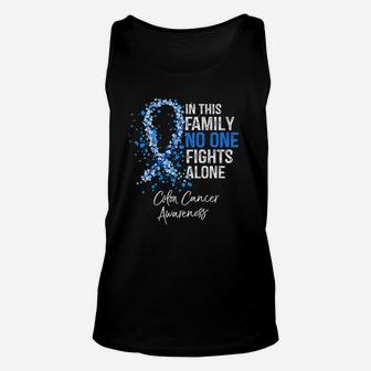 In This Family No One Fights Alone Colon Awareness Unisex Tank Top - Seseable
