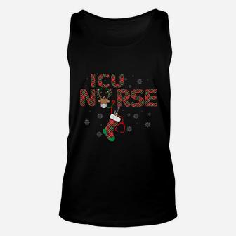 Intensive Care Unit Icu Nurse Christmas Plaid Pattern Gift Unisex Tank Top - Seseable