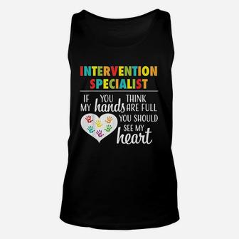 Intervention Specialist Cute Heart Teacher Gift Unisex Tank Top - Seseable