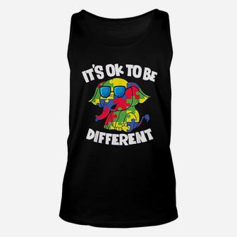 It Is Ok To Be Different Autism Awareness Elephant Unisex Tank Top - Seseable