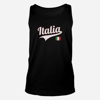 Italien Fan-Unisex TankTop Schwarz mit Italia Aufdruck & Nationalflagge - Seseable