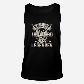 Jahrgang 1990 Legenden Geburt Schwarzes Unisex TankTop, Retro Design - Seseable