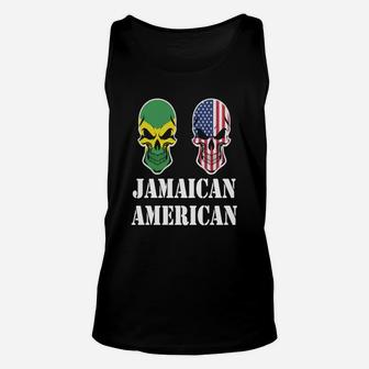 Jamaican American Flag Skulls - Mens Premium T-shirt Unisex Tank Top - Seseable