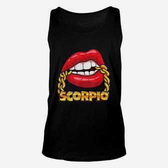Juicy Lips Gold Chain Scorpio Zodiac Sign Unisex Tank Top - Seseable