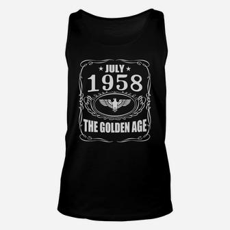 July 1958 Shirts, July 1958 T-shirt, July 1958 Tshirt, Born In July 1958, July 1958 Shirt, 1958s T-shirt,born In July 1958 Unisex Tank Top - Seseable