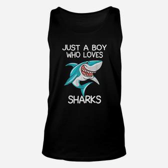 Just A Boy Who Loves Sharks Gift Shark Lover Gifts Unisex Tank Top - Seseable