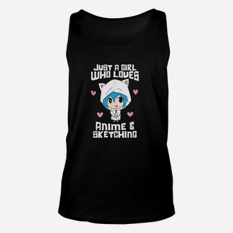 Just A Girl Who Loves Anime And Sketching Funny Anime Unisex Tank Top - Seseable