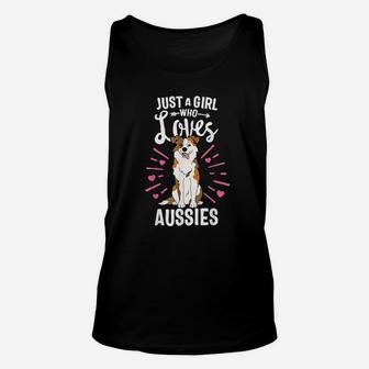 Just A Girl Who Loves Aussies Australian Shepherd Dog Unisex Tank Top - Seseable
