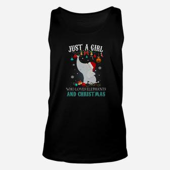 Just A Girl Who Loves Elephants And Christmas Cute Unisex Tank Top - Seseable