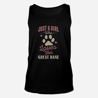 Just A Girl Who Loves Her Great Dane Dog Lover Gift Unisex Tank Top - Seseable