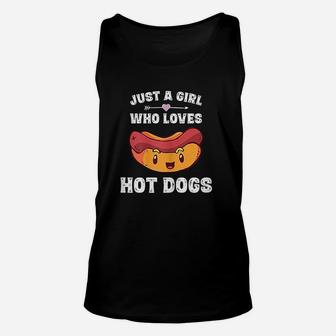 Just A Girl Who Loves Hot Dogs Funny Hot Dog Unisex Tank Top - Seseable