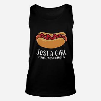 Just A Girl Who Loves Hotdogs Funny Hot Dog Girl Unisex Tank Top - Seseable