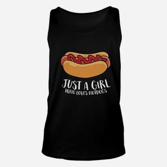 Just A Girl Who Loves Hotdogs Unisex Tank Top - Seseable