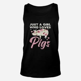 Just A Girl Who Loves Pigs Farming Farm Animal Farmer Gift Unisex Tank Top - Seseable