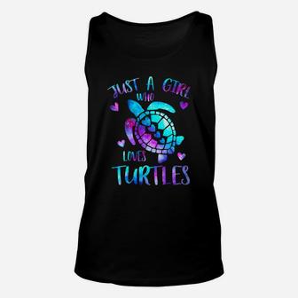 Just A Girl Who Loves Turtles Galaxy Space Sea Turtle Gift Unisex Tank Top - Seseable