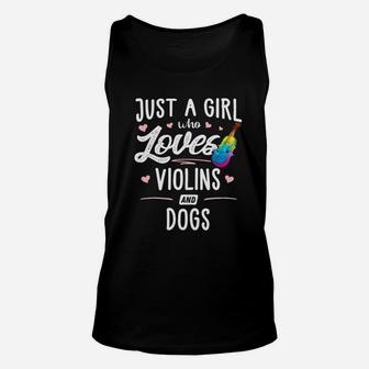 Just A Girl Who Loves Violins And Dogs Unisex Tank Top - Seseable