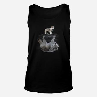 Katzen-Reflexion Schwarzes Unisex TankTop, Künstlerisches Design für Katzenliebhaber - Seseable