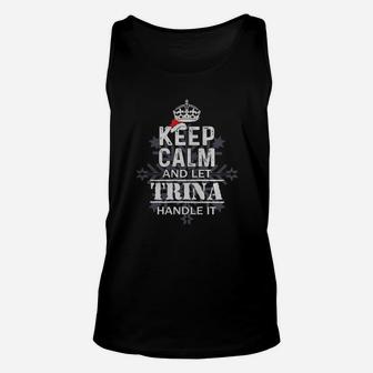 Keep Calm And Let Trina Handle It Christmas Name Shirt Unisex Tank Top - Seseable