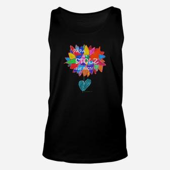 Kinderzeichnung Stolzer Papa Unisex TankTop, Herz & Blätter Design - Seseable