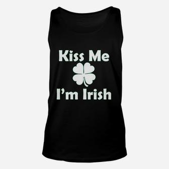 Kiss Me I Am Irish Four Leaf Beer St Patricks Day Unisex Tank Top - Seseable