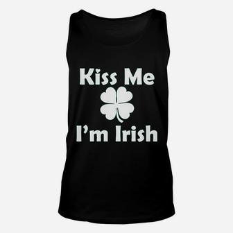 Kiss Me I Am Irish Four Leaf Drunk St Patricks Day Unisex Tank Top - Seseable