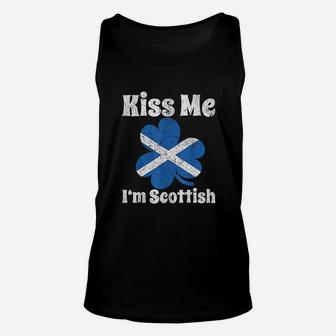 Kiss Me I Am Scottish Funny St Patricks Day Unisex Tank Top - Seseable