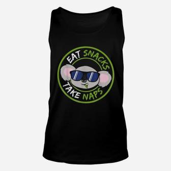 Koala Bear Eat Snacks Take Naps Animal Lover Unisex Tank Top | Seseable UK