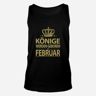 Könige Geboren im Februar Unisex TankTop mit Krone, Schwarz - Seseable