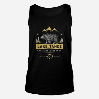 Lake Tahoe California Nevada Vintage Bear T Shirt Men Women R98 Black Unisex Tank Top - Seseable