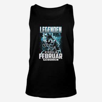 Legenden Geboren im Februar Unisex TankTop, Schwarzes Anime-Design - Seseable