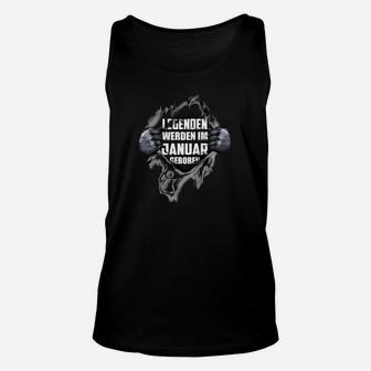 Legenden Geboren im Januar Schwarzes Unisex TankTop, Geburtstags-Tee - Seseable