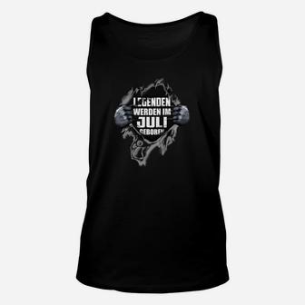 Legenden Geboren im Juli Schwarzes Unisex TankTop, Geburtstagsfeier Tee - Seseable