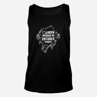 Legenden Geboren im Oktober Unisex TankTop, Schwarzes Geburtstagsmotiv Tee - Seseable