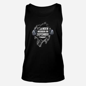 Legenden Geboren im September Unisex TankTop, Schwarzes Geburtstags-Unisex TankTop - Seseable