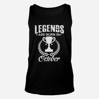 Legends Born October Unisex TankTop, Lorbeerkranz & Pokal Design - Seseable