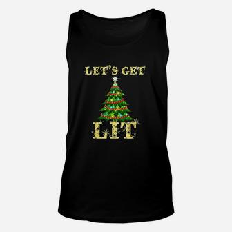 Let's Get Lit Drinking Funny Christmas Unisex Tank Top - Seseable