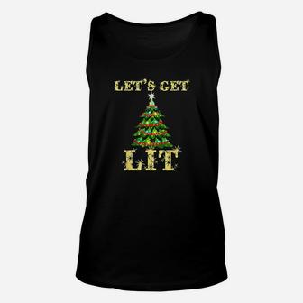 Lets Get Lit Drinking Funny Christmas Unisex Tank Top - Seseable