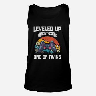 Leveled Up To Dad Of Twins Funny Video Gamer Fathers Day Unisex Tank Top - Seseable