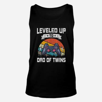 Leveled Up To Dad Of Twins Funny Video Gamer Gaming Unisex Tank Top - Seseable