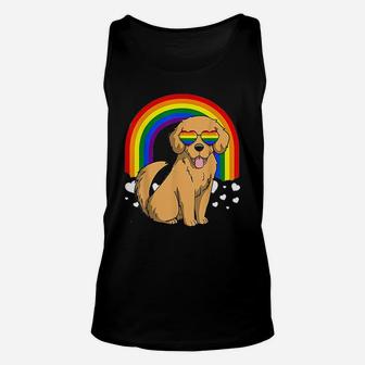 Lgbt Golden Retriever Dog Gay Pride Rainbow Lgbtq Unisex Tank Top - Seseable