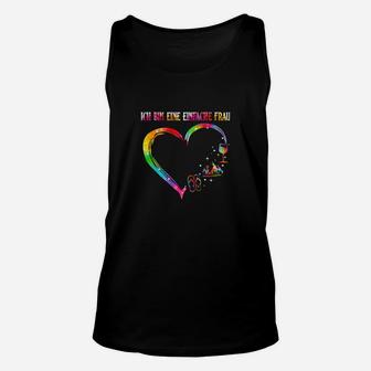 LGBTQA+ Herren Unisex TankTop, Regenbogen-Herz & Einfache Frau Motiv in Schwarz - Seseable