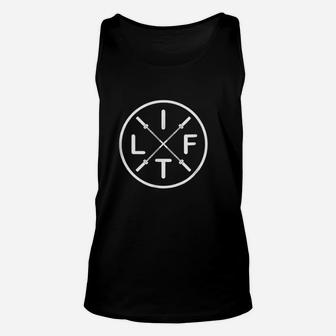 Lift Weightlifting Fitness Barbells Crossed Circle Unisex Tank Top - Seseable