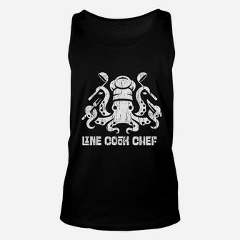 Line Cook Chef Culinary Pun Octopus Kitchen Funny Gift Unisex Tank Top - Seseable