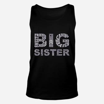 Little Girls Big Sister Typography Unisex Tank Top - Seseable