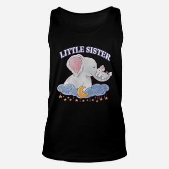 Little Sister Cute Elephants With Moon And Stars Unisex Tank Top - Seseable