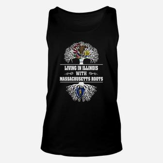 Living In Illinois With Massachusetts Roots Unisex Tank Top - Seseable