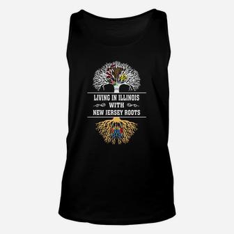 Living In Illinois With New Jersey Roots Unisex Tank Top - Seseable